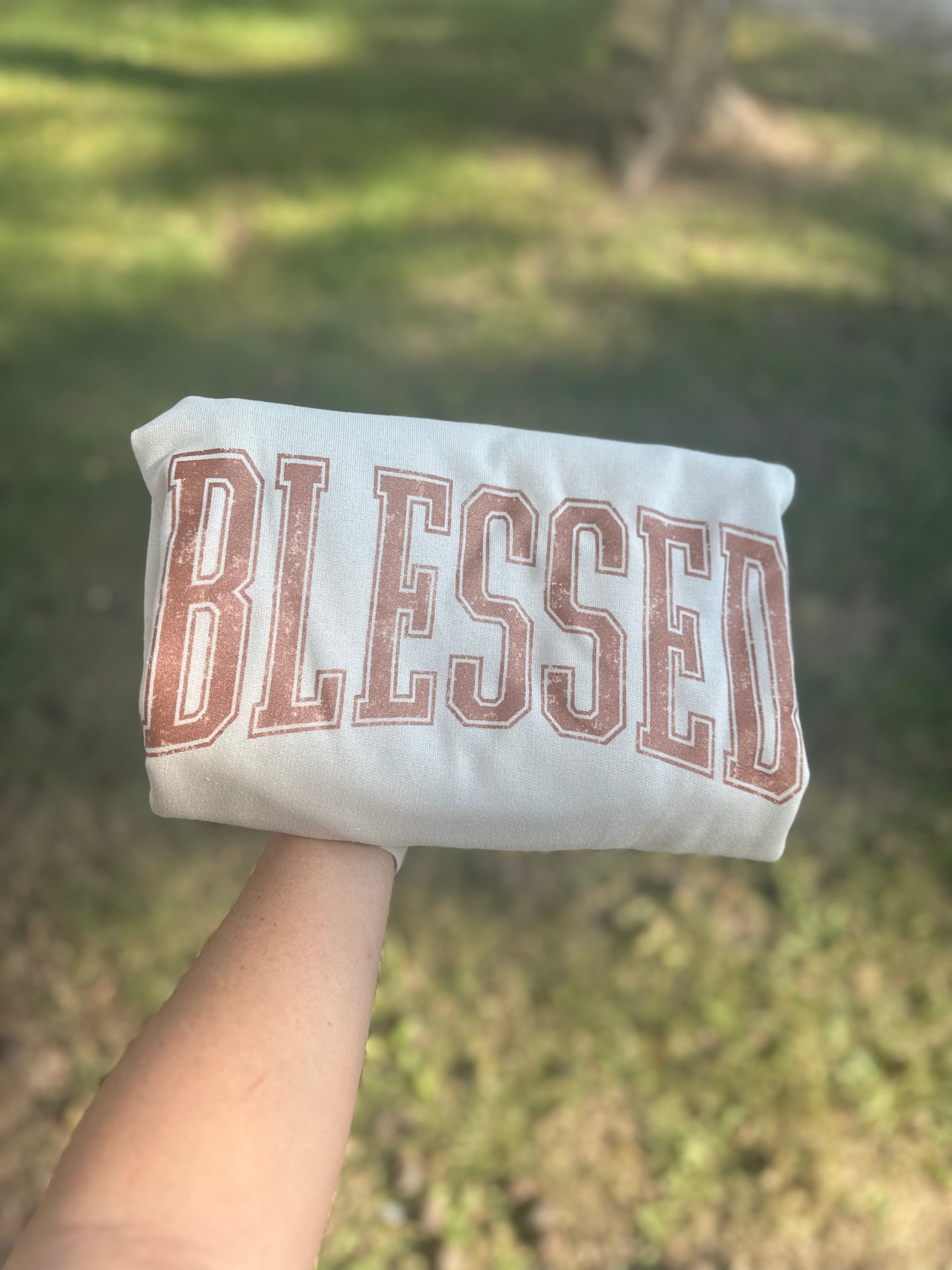 Blessed Metallic Print Crewneck