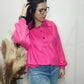 Color Me Pink Quarter Button Down Top