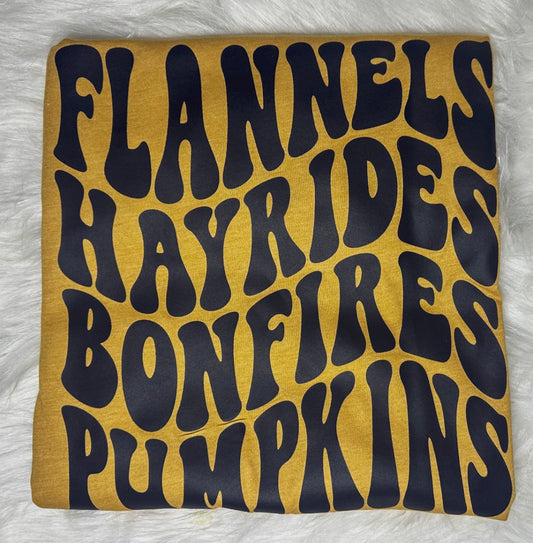 Flannels Hayrides Bonfires Custom Tee