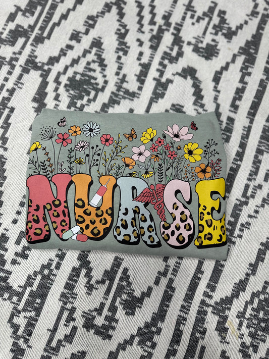 Nurse Floral Graphic Tee
