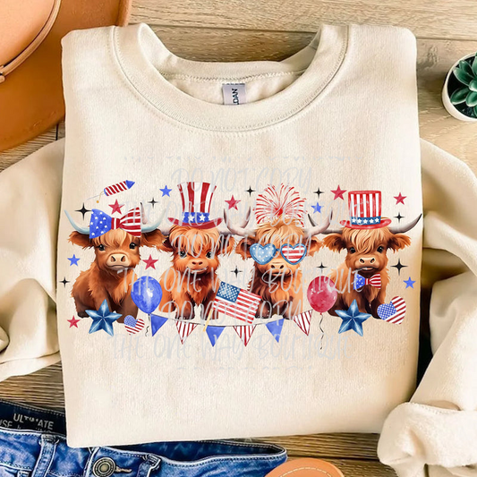 America Baby Highland Cows Graphic