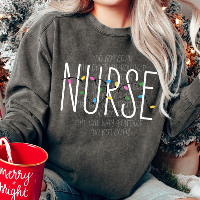 Nurse Christmas Lights Crewneck