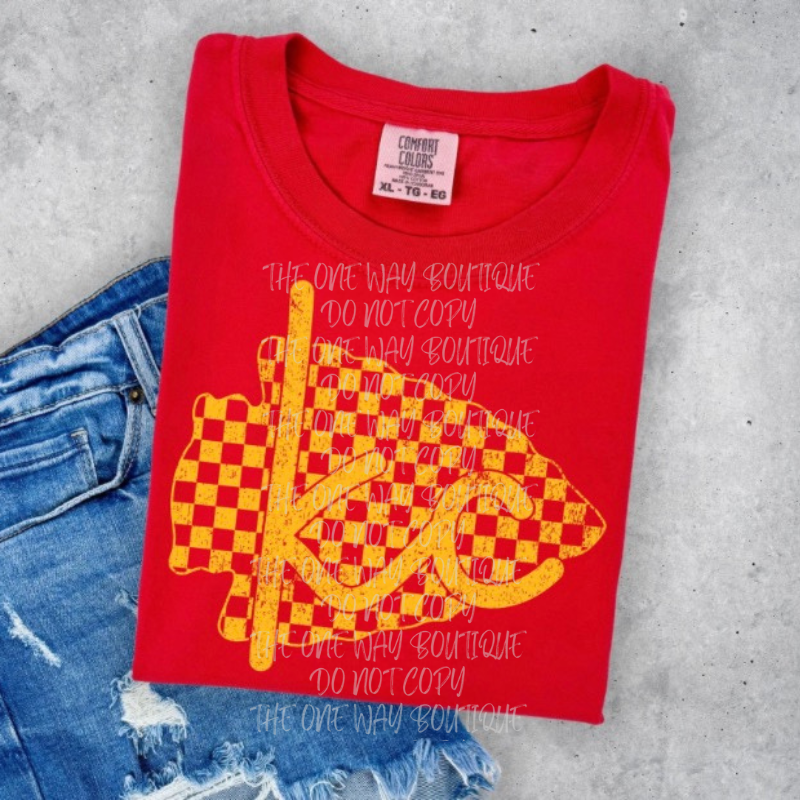 Yellow Checkered Arrowhead Tee