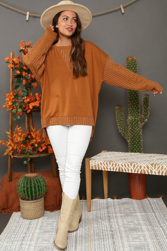 Jade Ribbed Loose Fit Top