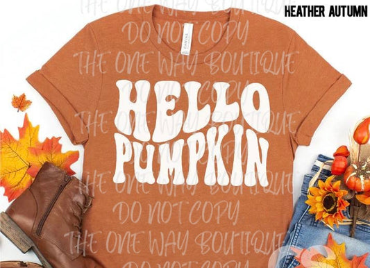 Hello Pumpkin Groovy Custom Tee