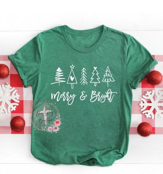 Merry & Bright(White Ink) Tee