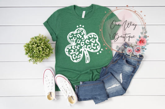 Leopard Shamrock Tee