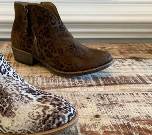 Emily Taupe Leopard Bootie